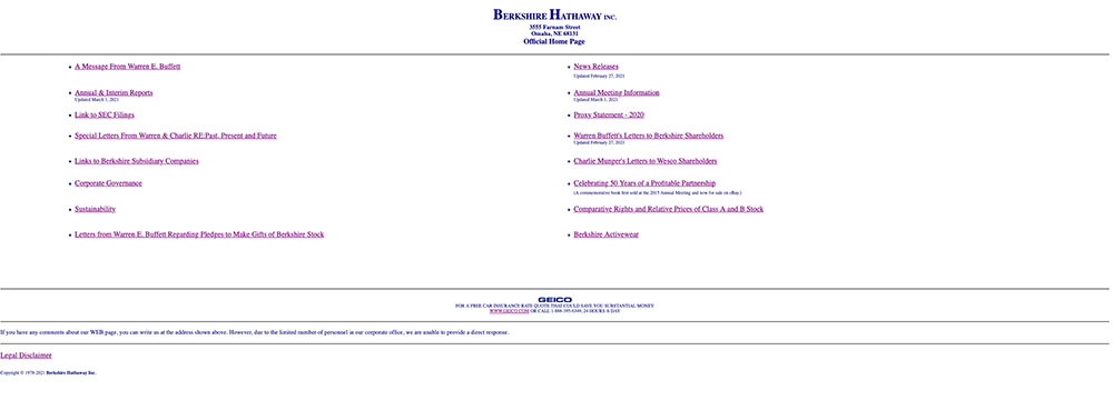 Berkshire Hathaway Inc website