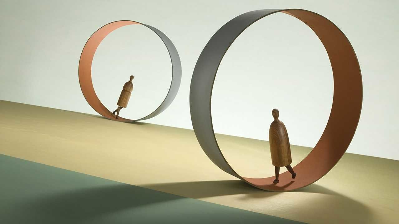 Artwork depicting walking in circles