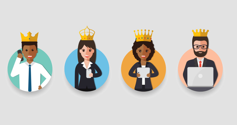 Illustration of four people wearing crowns