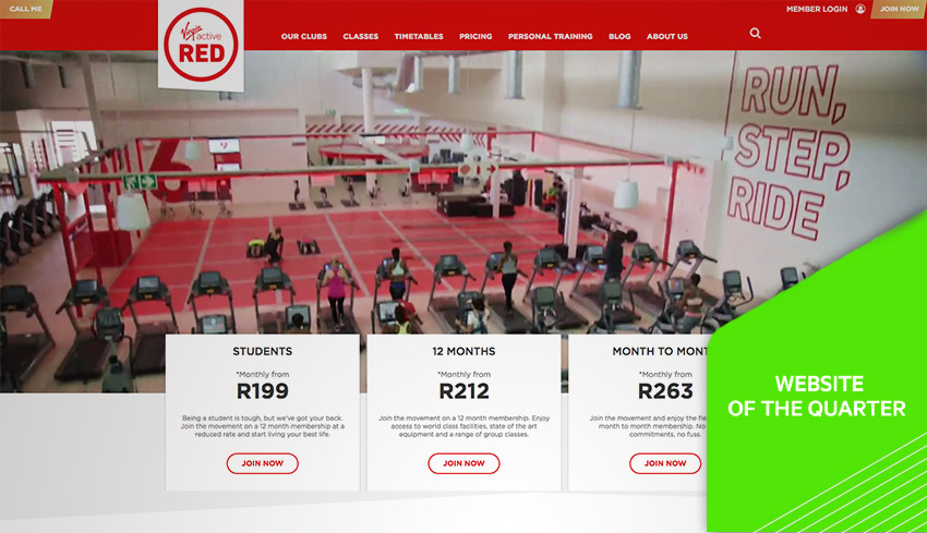 Virgin Active Red website screenshot