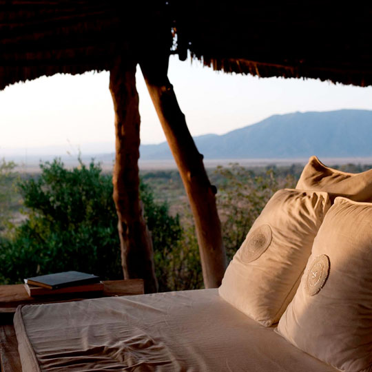 Luxury lounge area at safari lodge in Africa