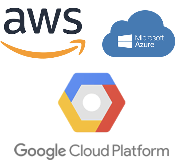 Logos of Google Cloud Platform, AWS and Microsoft Azure to show KRS's Cloud Platform development